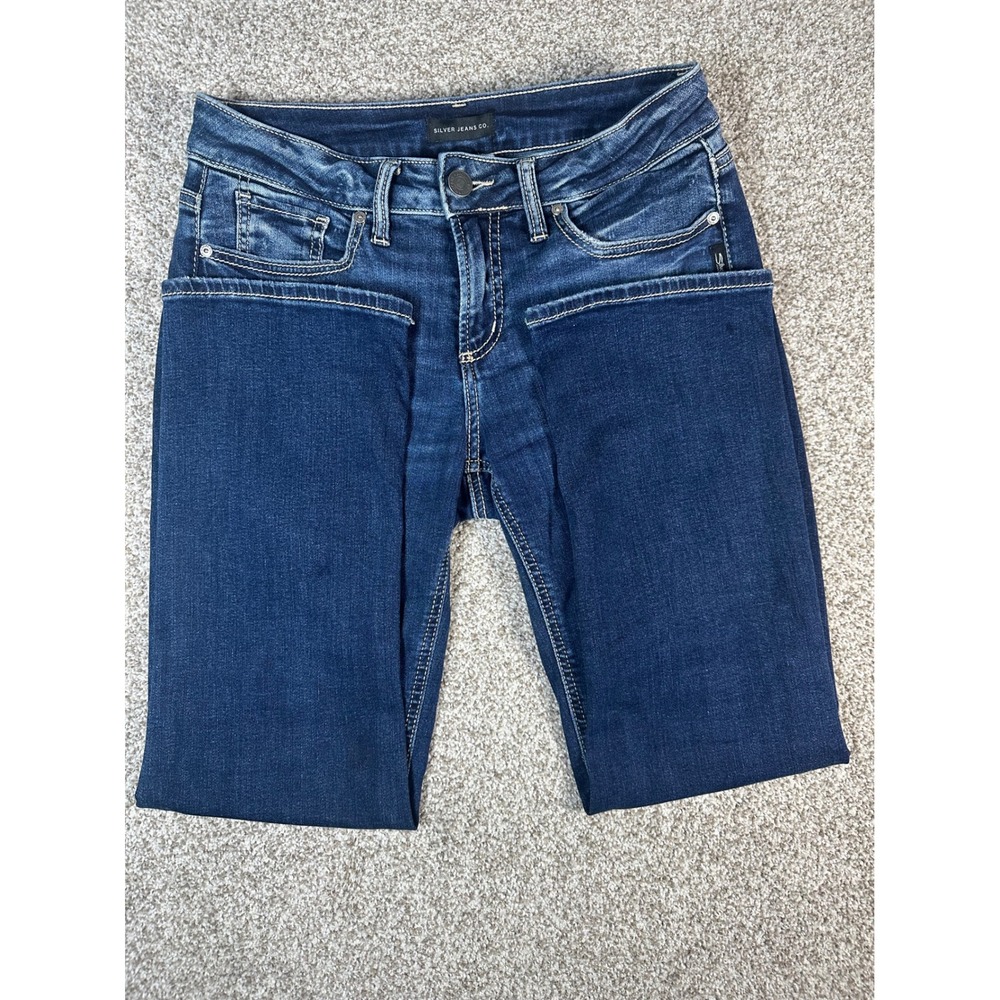 Silver Jeans Co Suki Capri Dark Wash American Flag Star Pockets L43916SIA308 W27